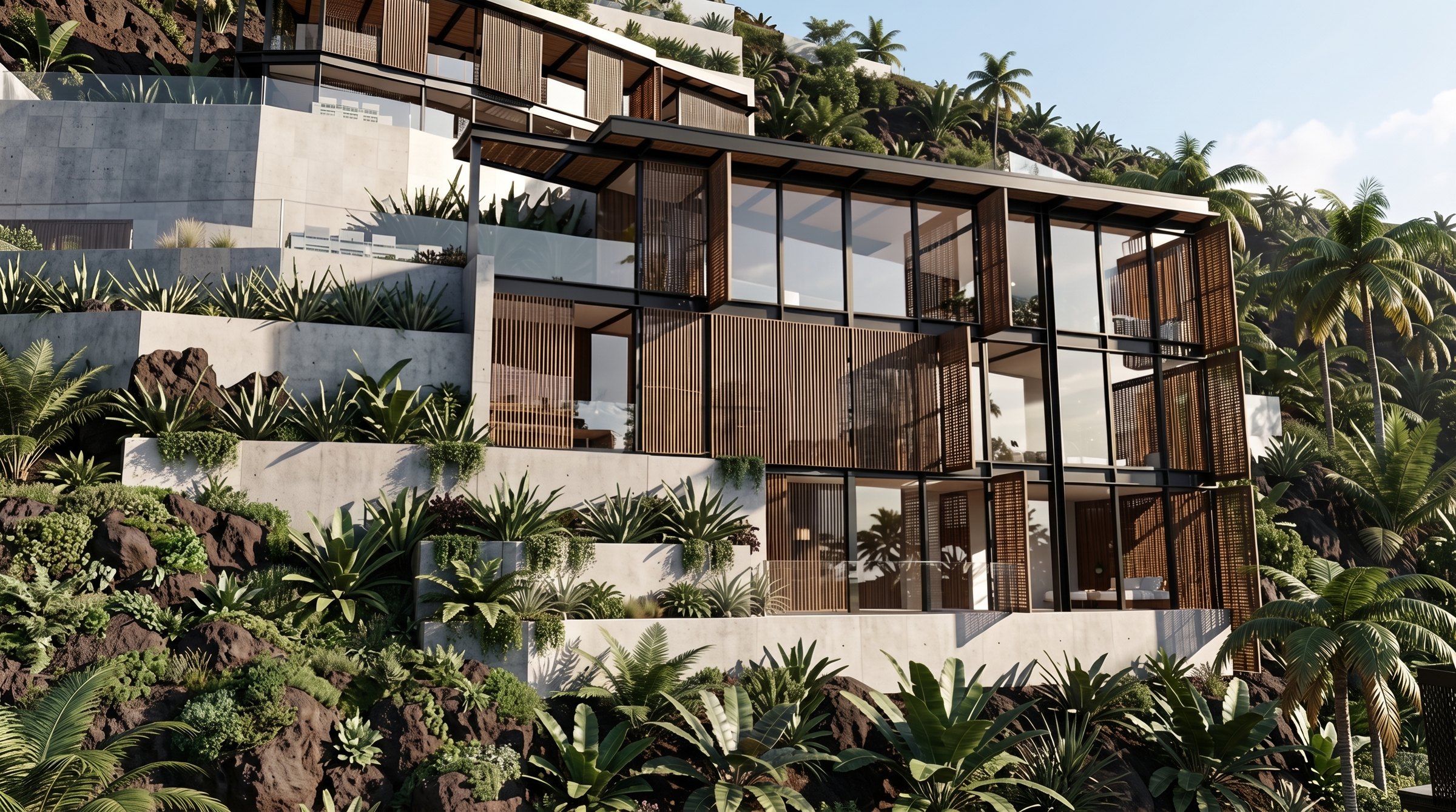 Timber slat facade detail