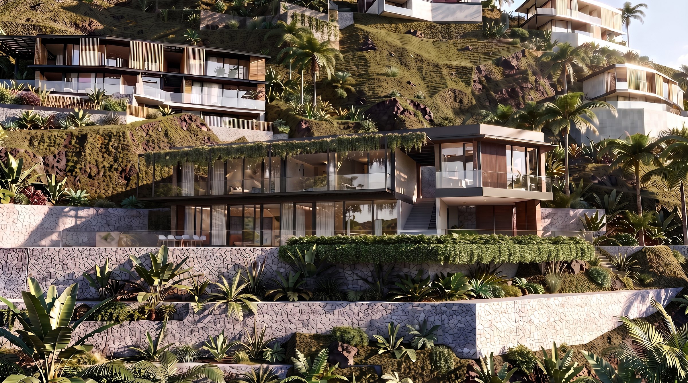 Villas terraced into the hillside